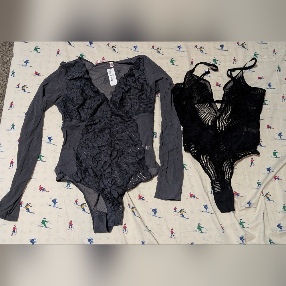 2 Of NWT La Vie En Rose Women's Lace Lingerie Teddy Style Bodysuit, Size S
